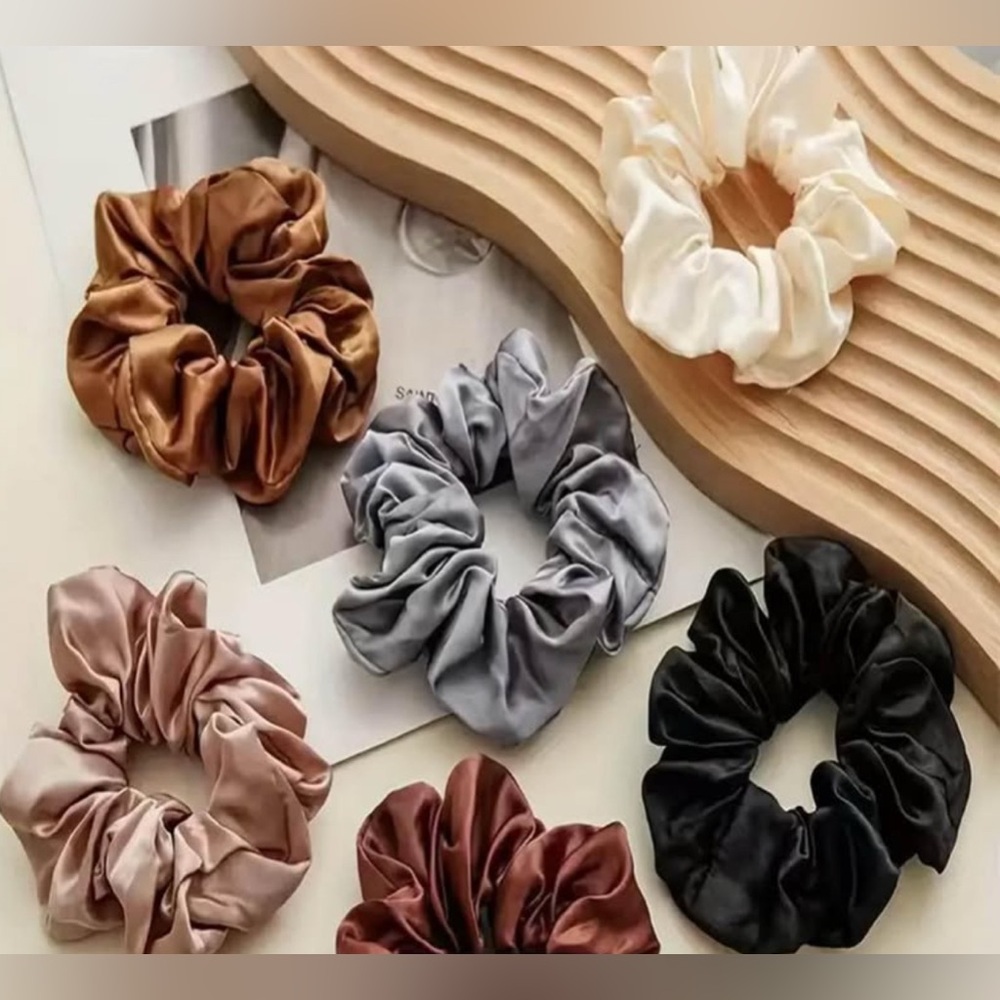 Pack of 6 Scrunchie, soft stretchy satin hair ties